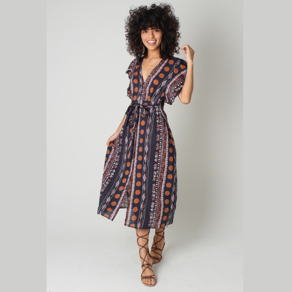 FREE SPIRIT MIDI DRESS|BOHO WRAP DRESS|MIDI DRESS - Picture 1 of 6